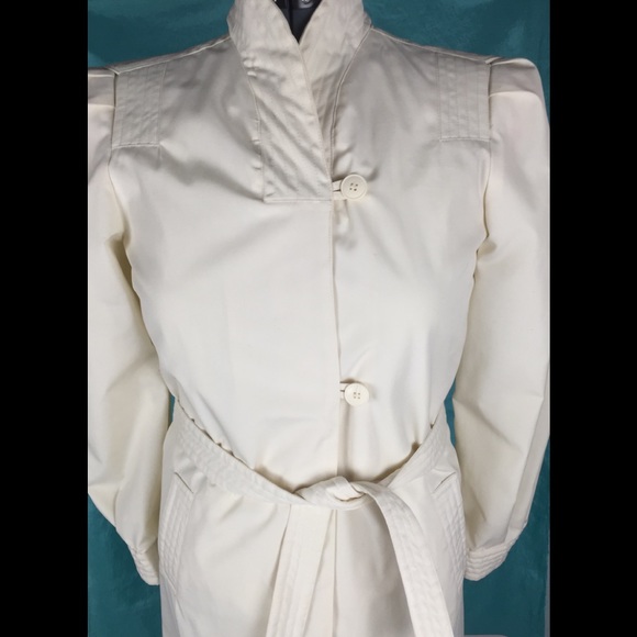 Creamy long lined spring coat by Seaton Hall sz 12 - Picture 10 of 11